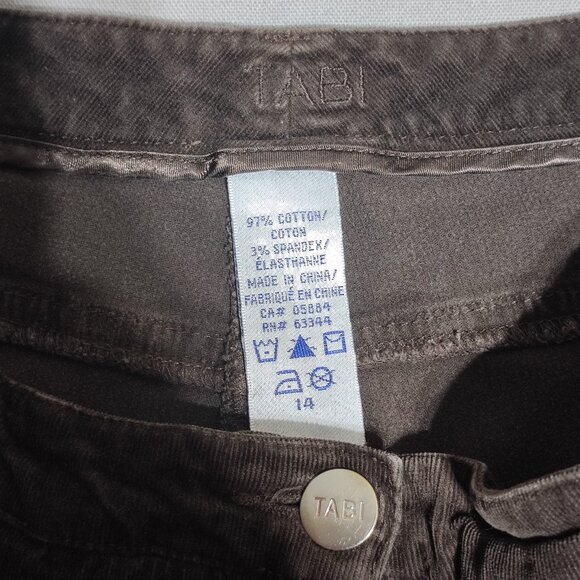 Tabi Anne Corduroy pants women's size 14 brown colour high-rise straight leg - Picture 5 of 15